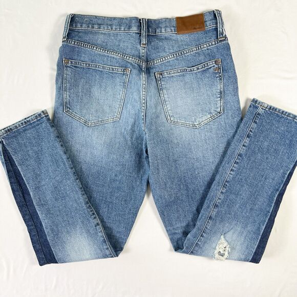 Madewell High Rise Slim Boyjean Raebrook 26 Tall Distressed Eco‎ Preppy Festival - Picture 9 of 10